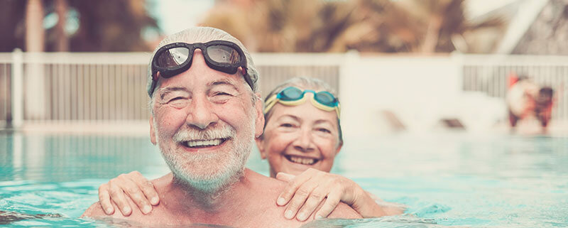 Husband and wife in the pool